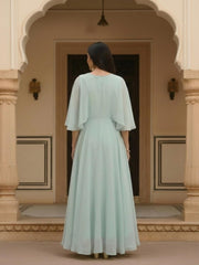 Embroidered Round Neck Maxi Ethnic Dresses