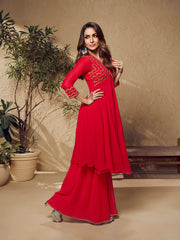 Embroidered V Neck Top With Palazzo