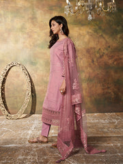 Women Abstract Printed and Sequinned Embroidered Kurta Set with Dupatta