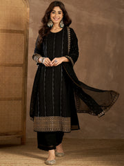 Women Striped Embroidered Kurta with Palazzo & Dupatta