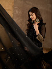 Women Striped Embroidered Kurta with Palazzo & Dupatta