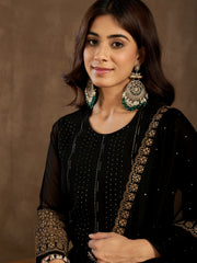 Women Striped Embroidered Kurta with Palazzo & Dupatta