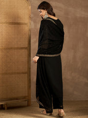 Women Striped Embroidered Kurta with Palazzo & Dupatta