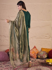 Women Ethnic Motifs Yoke Design Regular Sequinned Kurta with Trousers & With Dupatta