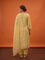Women Ethnic Motifs Embroidered Chanderi Cotton Kurta with Trousers & Dupatta