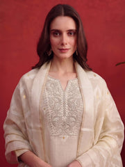 Women Ethnic Motifs Embroidered Regular Thread Work Chanderi Cotton Kurta Set