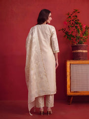Women Ethnic Motifs Embroidered Regular Thread Work Chanderi Cotton Kurta Set