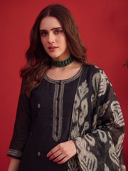 Women Ikkat Woven Desige and Sequinned Embroidered Kurta & Trouser with Dupatta