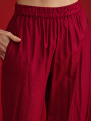 Women Ethnic Motifs Embroidered Thread Work Linen Kurta & Trousers & Dupatta