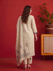 Women Embroidered Thread Work Chanderi Cotton Kurta & Trousers & Dupatta