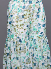 Floral Printed Round Neck Tunic With Sharara