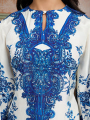 Floral Printed Beads & Stone-Studded Silk Tunic With Palazzo Co-Ords