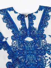 Floral Printed Beads & Stone-Studded Silk Tunic With Palazzo Co-Ords