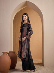 Women Ethnic Motifs Printed Regular Silk Crepe Kurta with Palazzos & With Dupatta