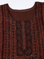 Women Ethnic Motifs Printed Regular Sequinned Silk Kurta with Palazzos & Dupatta