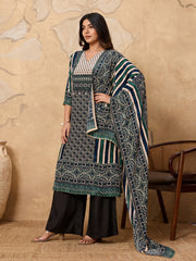 Women Ethnic Motifs Printed Regular Silk Crepe Kurta with Palazzos & With Dupatta