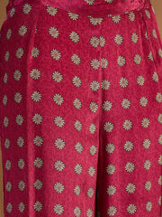 Women Ethnic Motifs Embroidered Regular Mirror Work Silk Crepe Kurta with Palazzos & With Dupatta