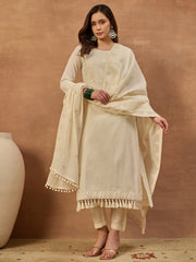 Women Ethnic Motifs Regular Sequinned Kurta with Trousers & With Dupatta