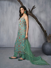 Women Floral Printed Regular Kurta with Trousers & With Dupatta