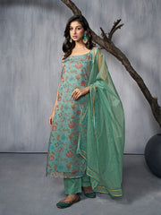 Women Floral Printed Regular Kurta with Trousers & With Dupatta