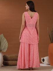 Women Pink Bandhani Printed Kurta with Palazzos