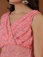 Women Pink Bandhani Printed Kurta with Palazzos