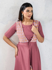 Ethnic Motifs Embroidered A Line Thread Work Kurta With Trousers