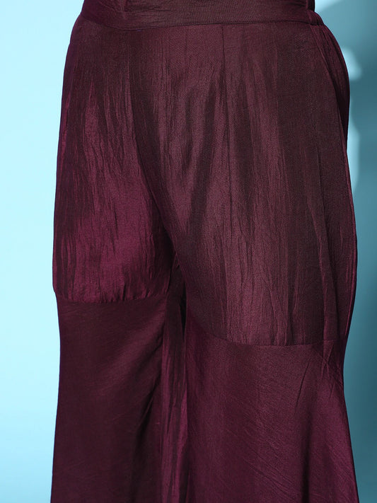 Tiered Gotta Detailing Flared Ethnic Tunic With Palazzos