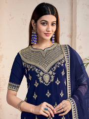 Women Ethnic Motifs Embroidered Regular Sequinned Kurta with Sharara & With Dupatta