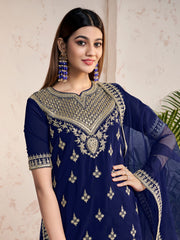Women Ethnic Motifs Embroidered Regular Sequinned Kurta with Sharara & With Dupatta
