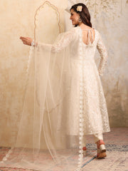 Women Floral Embroidered Round Neck Anarkali Kurta With Trousers & Dupatta