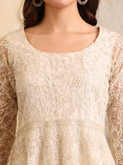 Women Floral Embroidered Round Neck Anarkali Kurta With Trousers & Dupatta
