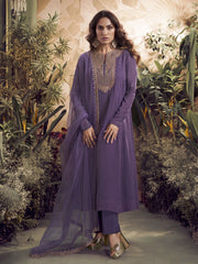 Women Floral Yoke Design Regular Thread Work Kurta with Trousers & With Dupatta