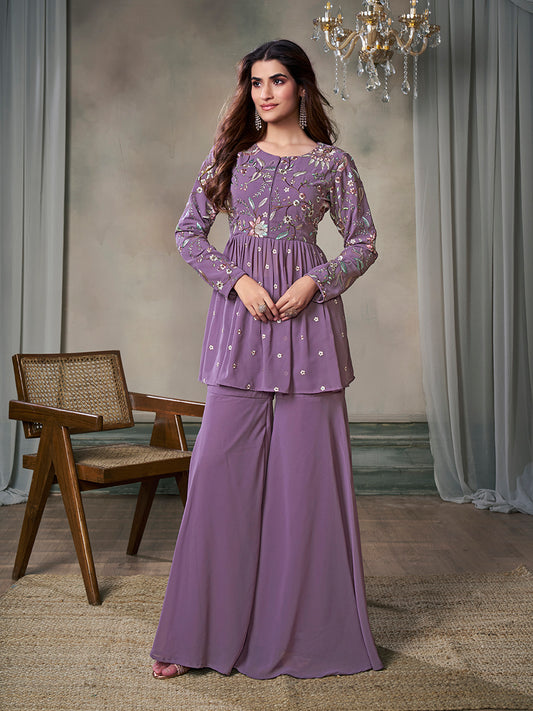 Floral Embroidered Tunic With Palazzo Co-Ord Set