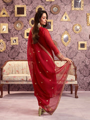 Women Ethnic Motifs Yoke Design Regular Sequinned Kurta with Trousers & With Dupatta