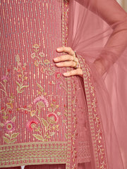 Women Floral Embroidered Regular Thread Work Kurta with Sharara & With Dupatta