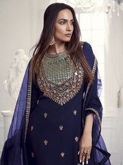 Women Ethnic Motifs Embroidered Regular Sequinned Kurta with Palazzos & With Dupatta
