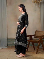 Women Floral Embroidered Regular Sequinned Kurta with Trousers & With Dupatta