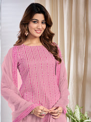 Women Embroidered Regular Sequinned Top with Sharara & With Dupatta