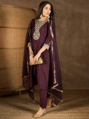 Women Floral Yoke Design Regular Kurta with Trousers & With Dupatta