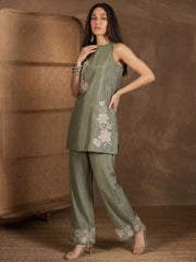 White Romance Embroidered Top with Palazzos