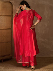 Women Floral Yoke Design Regular Sequinned Kurta with Palazzos & With Dupatta