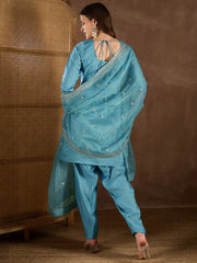 Women Ethnic Motifs Embroidered Regular Thread Work Kurta with Patiala & With Dupatta