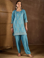 Women Ethnic Motifs Embroidered Regular Thread Work Kurta with Patiala & With Dupatta