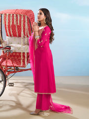 Floral Embroidered Round Neck Sequinned Anarkali Kurta With Palazzos & Dupatta
