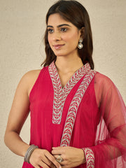 Women Floral Zari and Sequinned Embroidered Anarkali Kurta Set with Dupatta