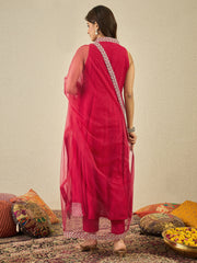 Women Floral Zari and Sequinned Embroidered Anarkali Kurta Set with Dupatta