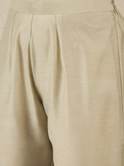 Ethnic Motifs Embroidered Mandarin Collar Chikankari Kurta With Trousers & Dupatta