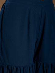 Embroidered Round Neck Top With Palazzos Co-Ords Set