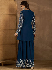 Embroidered Round Neck Top With Palazzos Co-Ords Set